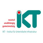 Drei große Buchstaben IKT und der Schriftzug IKT-Institut für Unterirdische Infrastruktur. Links daneben in roter Schrift: neutral, unabhängig, gemeinnützig